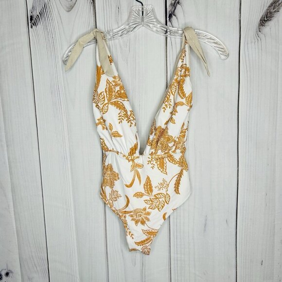 NWOT Maaji Nacar Faena Metallic Reversible One-Piece Swimsuit Sz XS Beige - Picture 3 of 14